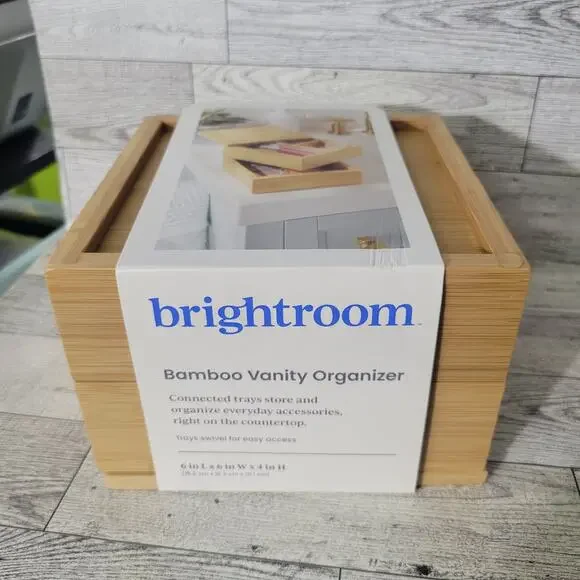 Brightroom Square Swivel Hinge Bamboo Countertop Organizer 6x6x4 - Picture 1 of 6